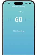 iPhone 15 Pro Max with the CardioSecur Active app during an ECG measurement.